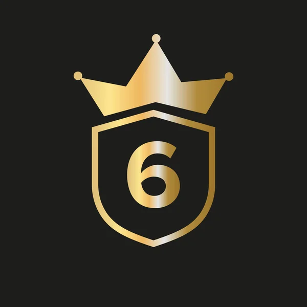 Shield Crown Logo Letter Vector Symbol Elegant Gold Color — 스톡 벡터