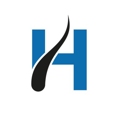 H harfi saç tedavisi logosu, saç nakli logosu tasarım vektörü şablonu
