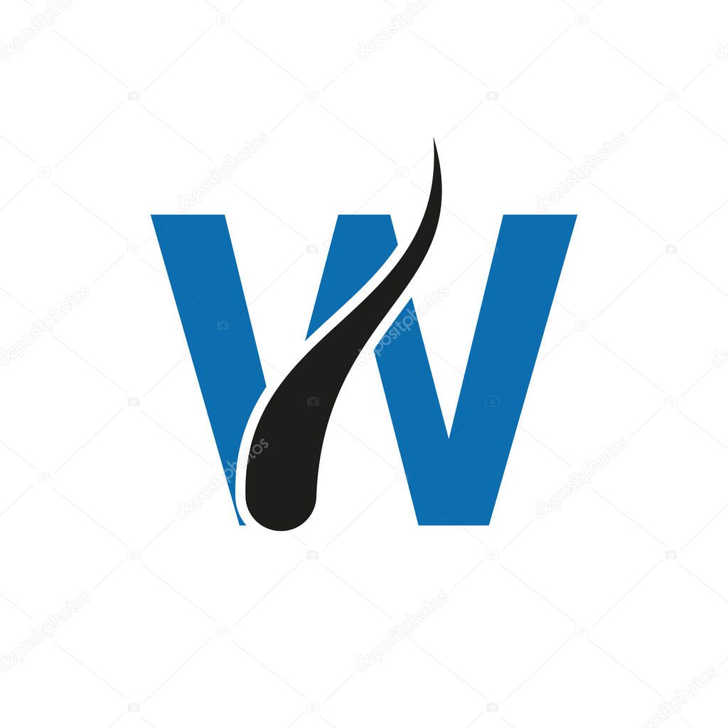 Letter W Hair Treatment Logo, Hair Transplantation Logo Design Vector Template