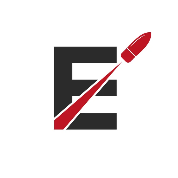 用于防御标识类型的初始字母E中的弹丸标志向量模板概念 — 图库矢量图片