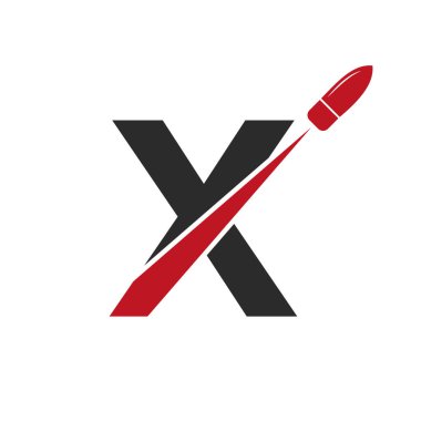 İlk harf X Atışı Mermi Logosu Şablonu Savunma Logosu Tasarımı