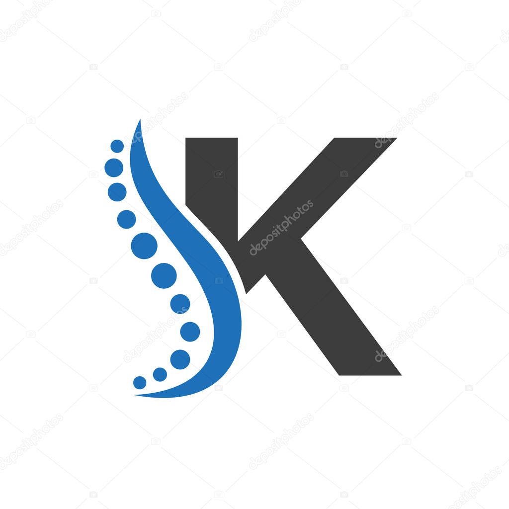 Initial DNA Logo On Letter K Vector Template For Healthcare Sign
