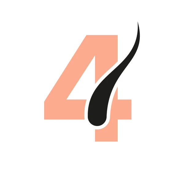 イニシャルレター4ヘアトリートメントロゴ ヘアトランジションロゴデザインベクターテンプレート — ストックベクタ