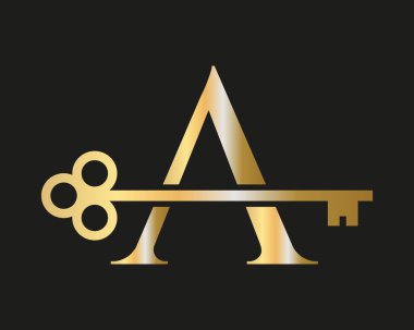 Ev Kilidi Anahtarı Vektör Şablonu ile Emlak Logosu. Lüks Ev Logosu Anahtar İşareti