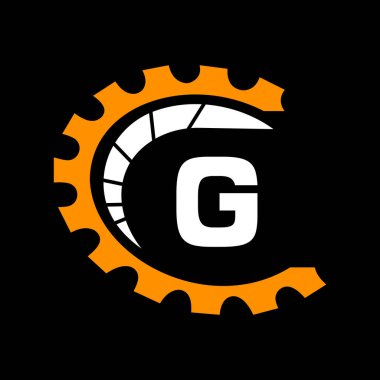 G harfi üzerinde otomotiv logosu. Araba Tamir Logosu ve Tamir Sembolü Vektör Şablonu