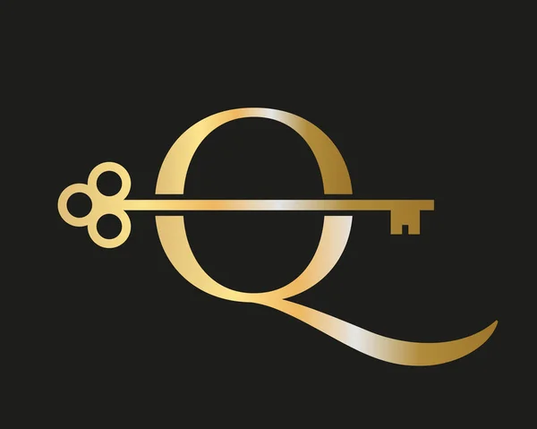 Літера Концепція Логотипу Нерухомості Home Lock Key Векторний Шаблон Розкішний — стоковий вектор