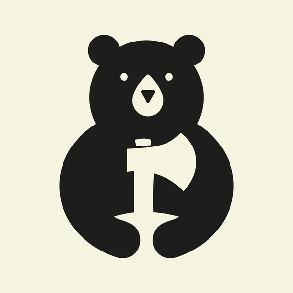 Modelo Vetor Espacial Negativo Logotipo Axe Urso Inicial Bear Segurando —  Vetores de Stock