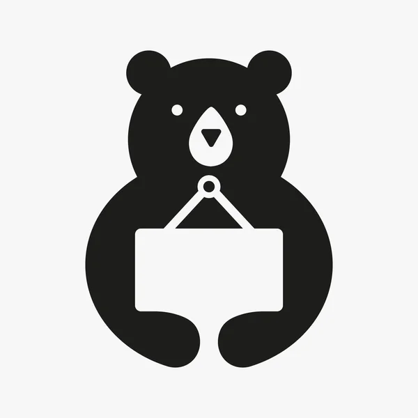 Kezdeti Bear Figyelmeztető Testület Logo Negatív Space Vector Template Medve — Stock Vector