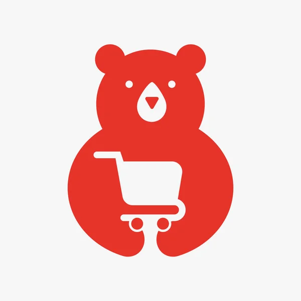 Początkowy Szablon Logo Niedźwiedzia Negatywny Szablon Wektora Kosmicznego Symbol Wózka — Wektor stockowy
