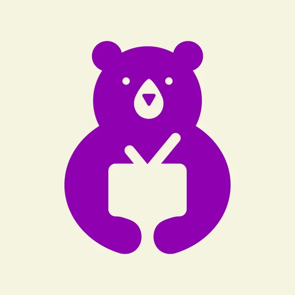 Początkowy Szablon Logo Niedźwiedzia Negatywny Wektor Kosmiczny Symbol Telewizji Bear — Wektor stockowy