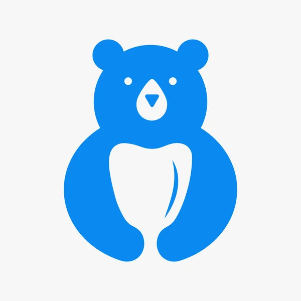 Initiële Bear Teeth Logo Negatieve Ruimte Vector Template Bear Teeth — Stockvector