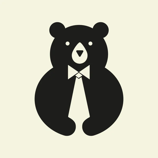 Początkowy Szablon Logo Niedźwiedzia Negatywny Szablon Wektora Kosmicznego Symbol Wiążący — Wektor stockowy