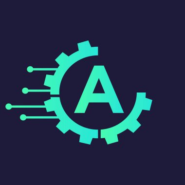 Bir Vektör Şablonunda Çarklı Logo Teknolojisi Sembolü