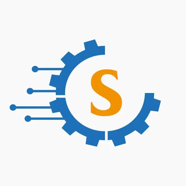 Zahnrad Logo Technologie Symbol Auf Buchstabe Vektorvorlage — Stockvektor