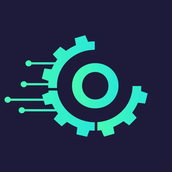 O Vektör Şablonu 'nda Çarklı Logo Teknolojisi Sembolü