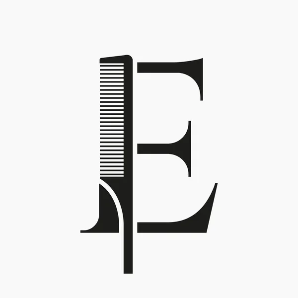 Comb Logo Letter Beauty Spa Hair Care Haircut Grooming Symbol — 스톡 벡터