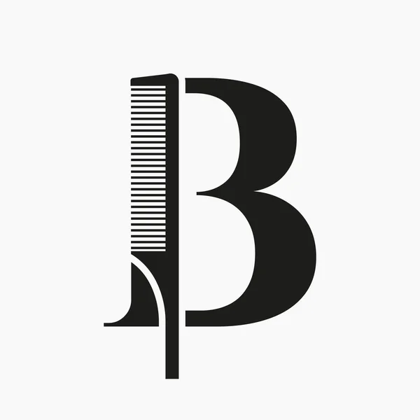 Comb Logo Letter Beauty Spa Hair Care Haircut Grooming Symbol — стоковий вектор