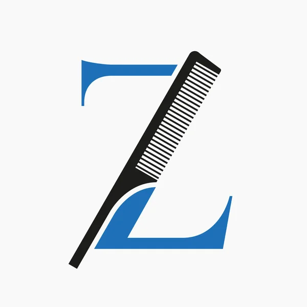 Comb Logo Letter Beauty Spa Hair Care Haircut Grooming Symbol — стоковий вектор