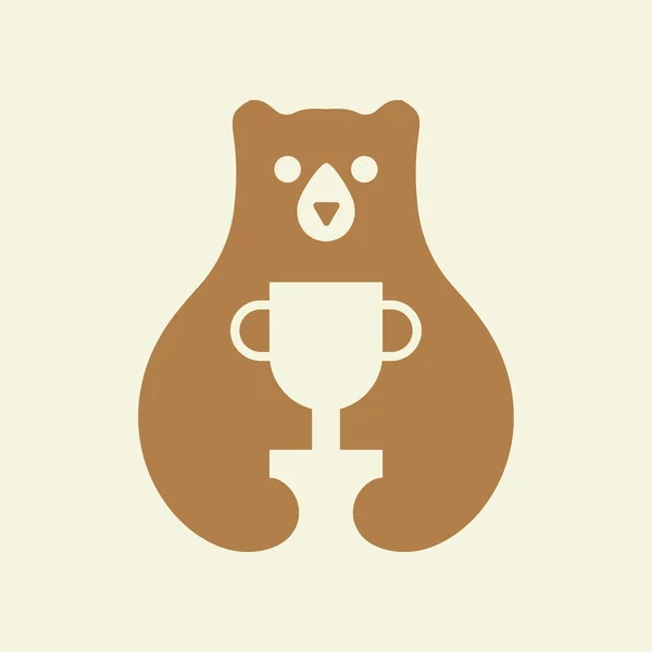 Логотип Медведя Победителя Негативный Космический Векторный Шаблон Символ Медвежьего Трофея — стоковый вектор
