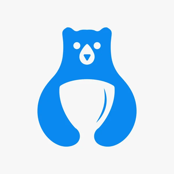 Логотип Медведь Щит Шаблон Отрицательного Космического Вектора Символ Медвежьего Щита — стоковый вектор