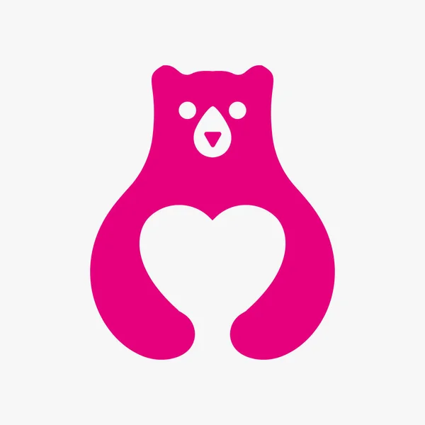 Początkowe Logo Niedźwiedzia Negatywny Szablon Wektora Kosmicznego Niedźwiedź Gospodarstwa Symbol — Wektor stockowy