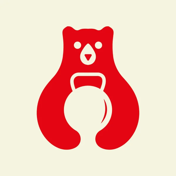 Początkowy Wzór Logo Niedźwiedzia Fitness Negatywny Wektor Przestrzeni Symbol Posiadacza — Wektor stockowy