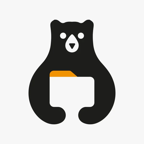 Niedźwiedź File Logo Negatywny Szablon Wektora Przestrzeni Symbol Menedżera Plików — Wektor stockowy