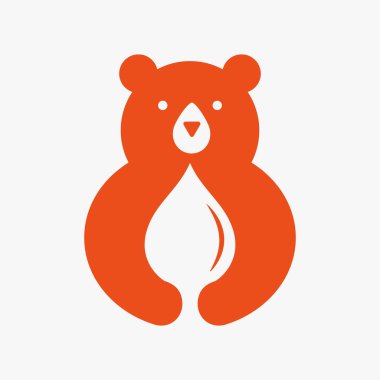 Ayı Su Logosu Negatif Uzay Vektörü Şablonu. Ayı Tutma Suyu Sembolü