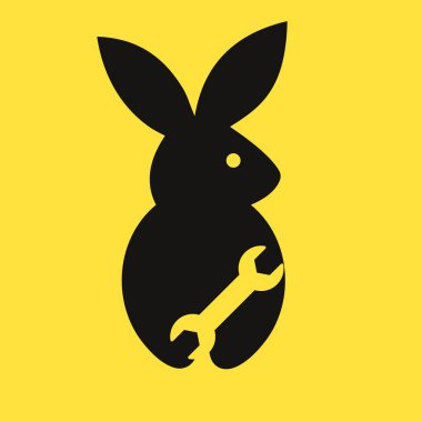 Tavşan Anahtarı Logosu Negatif Uzay Kavramsal Vektör Şablonu. Tavşan Tutma Anahtarı Sembolü