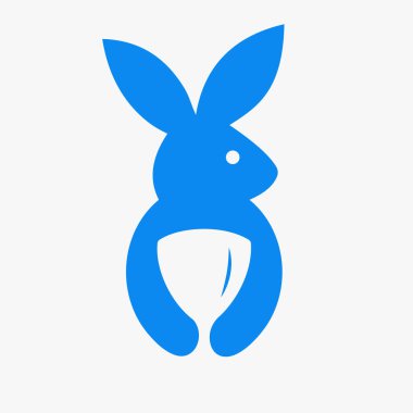 Tavşan Kalkanı Logosu Negatif Uzay Konsepti Vektör Şablonu. Tavşan Tutma Kalkanı Sembolü