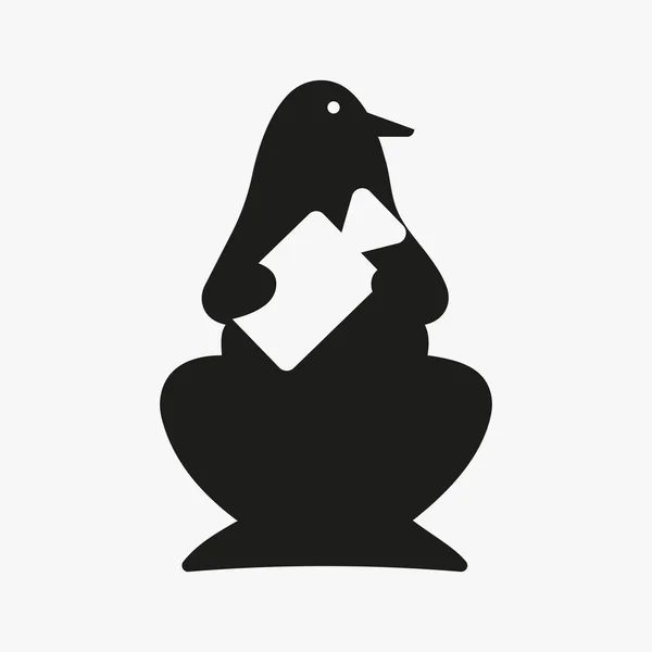 Pingüino Video Logo Concepto Espacio Negativo Plantilla Vectorial Pingüino Sosteniendo — Vector de stock