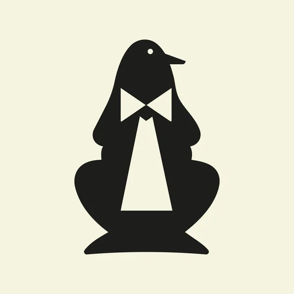 Logo Lazo Pingüino Concepto Espacio Negativo Plantilla Vectorial Símbolo Corbata — Vector de stock