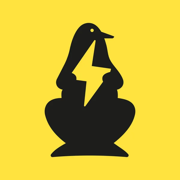 Logo Penguin Power Concepto Espacio Negativo Plantilla Vectorial Símbolo Perno — Vector de stock