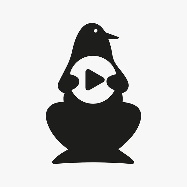 Plantilla Vectorial Del Concepto Espacio Negativo Del Logotipo Penguin Play — Vector de stock