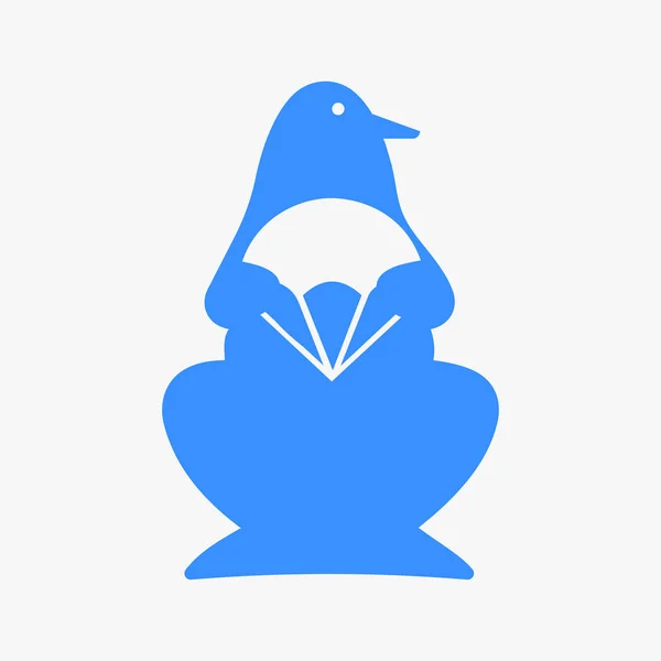Plantilla Vectorial Penguin Parachute Logo Negative Space Concept Pingüino Sosteniendo — Vector de stock