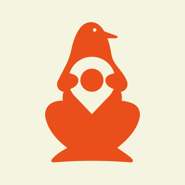 Penguin Location Logo Concepto Espacio Negativo Plantilla Vectorial Pingüino Sosteniendo — Vector de stock
