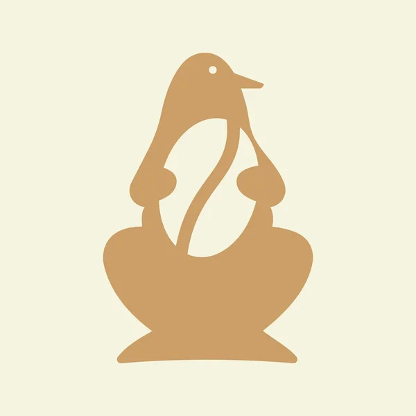 Logo Café Pingüino Concepto Espacio Negativo Plantilla Vectorial Pingüino Sosteniendo — Vector de stock