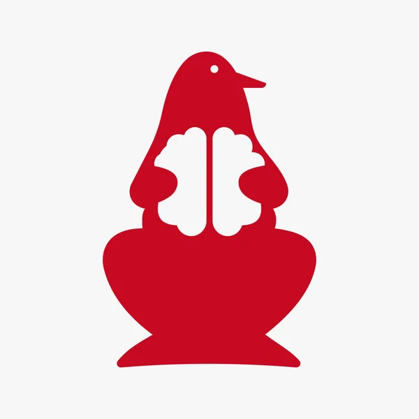 Логотип Мозга Пингвина Отрицательный Шаблон Вектора Концепции Космоса Символ Пингвин — стоковый вектор