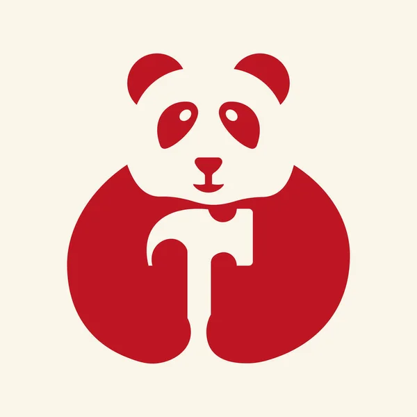 Panda Hammer Logo Negatywny Szablon Wektora Koncepcji Kosmicznej Symbol Młotka — Wektor stockowy