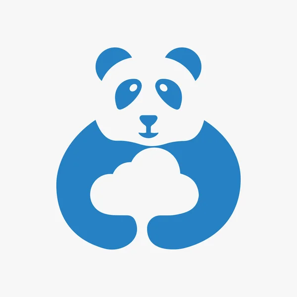 Panda Cloud Logo Negative Space Concept Vektorvorlage Panda Mit Wolkensymbol — Stockvektor