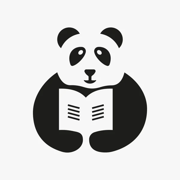 Plantilla Vectorial Panda Education Logo Negative Space Concept Símbolo Libro — Vector de stock