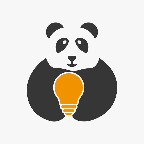 Panda Birne Logo Negative Space Concept Vector Template Panda Mit — Stockvektor
