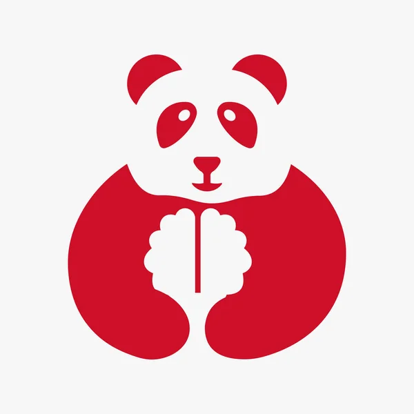 Panda Brain Logo Negative Space Concept Vector Template 약자이다 상징을 — 스톡 벡터