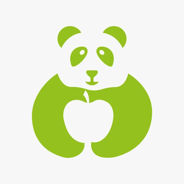 Panda Apple Logo Negative Space Concept Vector Template Panda Mit — Stockvektor