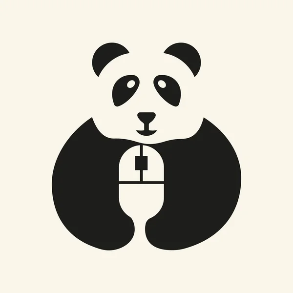 Panda Maus Logo Negative Space Concept Vector Template Panda Mit — Stockvektor