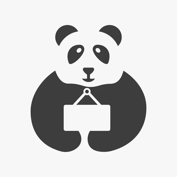 Panda Notice Board Logo Negative Space Concept Vector Template Symbol — Stockvektor