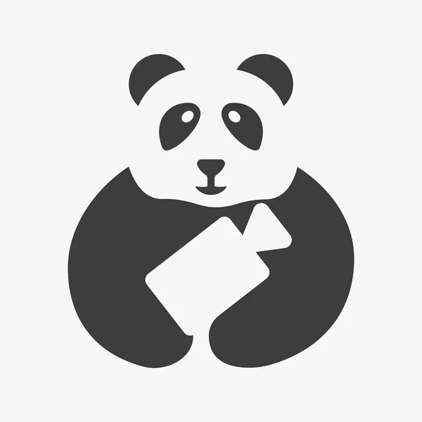Panda Videokamera Logo Negative Space Concept Vector Template Panda Hält — Stockvektor