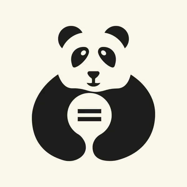 Panda Pause Logo Negative Space Concept Vector Template Panda Hält — Stockvektor
