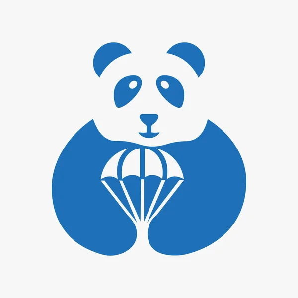 Panda Parachute Logo Negative Space Concept Vector Template 약자이다 낙하산을 — 스톡 벡터