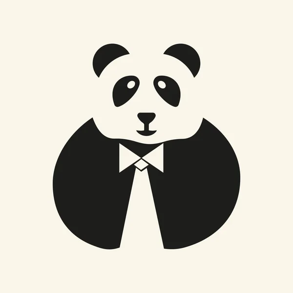 Panda Tie Logo Negative Space Concept Vector Template 약자이다 상징을 — 스톡 벡터